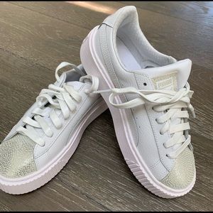 Puma Shoes - PUMA white and gold creeper sneakers NEW Puma Shoes - PUMA white and gold creeper sneakers NEW